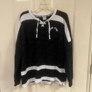 Victoria's Secret Black and White Lace-Up Top